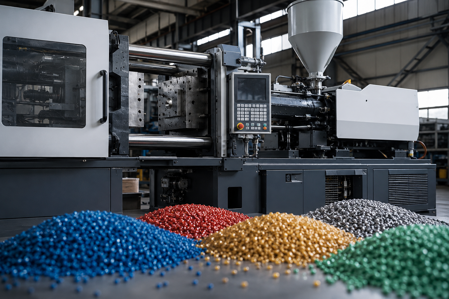 Injection molding machine with custom color plastic pellets — LifeCoo OEM/ODM manufacturing